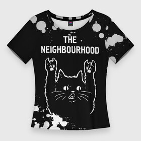 Женская футболка 3D Slim с принтом The Neighbourhood  Rock Cat ,  |  | band | metal | neighbourhood | paint | rock | the | the neighbourhood | брызги | группа | кот | краска | нэйборхуд | рок | рок кот