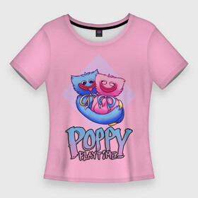 Женская футболка 3D Slim с принтом POPPY PLAYTIME  KISSY MISSY AND HAGGY WAGGY ,  |  | haggy waggy | kissy missy | poppy playtime | игра | кисси мисси | монстр | плэйтайм | попи плей тайм | попи плэй тайм | попиплейтам | попиплэйтайм | поппи плейтайм | поппиплэйтайм | розовый хагги вагги | хагги вагги