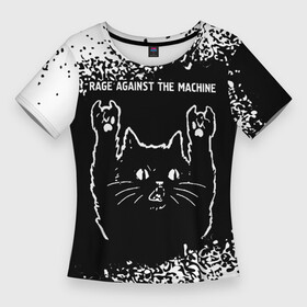 Женская футболка 3D Slim с принтом Rage Against The Machine  Rock Cat ,  |  | against | band | machine | metal | rage | rage against the machine | rock | the | группа | кот | краска | машин | рок | рок кот | рэйдж | спрей