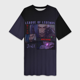 Платье-футболка 3D с принтом Jinx, the big Bang ,  |  | arcane | bang | jinx | league of legends | аркейн | взрыв | джинкс