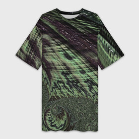 Платье-футболка 3D с принтом Камуфляжный змеиный фрактал ,  |  | Тематика изображения на принте: абстрактный | абстракция | военный | геометрия | защитный | зеленый | змеиная кожа | змея | камуфляж | кожа | милитари | спирали | фрактал