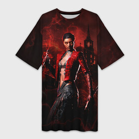 Платье-футболка 3D с принтом Vampire Bloodhunt ,  |  | bloodhunt | the masquerade | vampire | бладхант | вампиры | игра