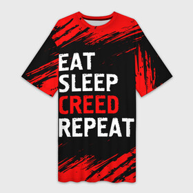 Платье-футболка 3D с принтом Eat Sleep Creed Repeat  Краски ,  |  | creed | eat sleep creed repeat | logo | ассасин | игра | игры | краска | крид | лого | логотип | символ