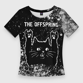 Женская футболка 3D Slim с принтом The Offspring  Rock Cat ,  |  | band | metal | offspring | rock | the | the offspring | группа | кот | краска | краски | оффспринг | рок | рок кот