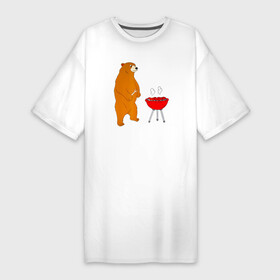 Платье-футболка хлопок с принтом Bear Grills (Беар Гриллс) ,  |  | bear | bear grills | беар гриллс | белый | биргрилс | бурый | гризли | гриль | зверь | косолапый | медведи | медведь | мишка | панда | прикол | топтыгин | хищник | шутка