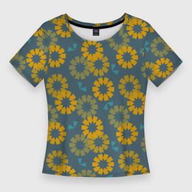 Женская футболка 3D Slim с принтом Абстрактные подсолнухи ,  |  | абстракция | паттерн | подсолнухи | природа | цветочный | цветы