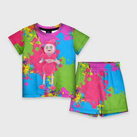 Детский костюм с шортами 3D с принтом Мама длинные ноги в ярких красках ,  |  | poppy playtime | видеоигра | игра | мама | мама длинные ноги | поппи плейтайм