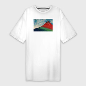 Платье-футболка хлопок с принтом Fine Wind, Clear Morning (Гора Фудзи) ,  |  | japan | винтаж | горы | пейзаж | природа | фудзи | япония | японская | японская анимация | японская эстетика | японский стиль