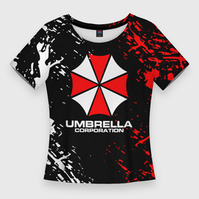 Женская футболка 3D Slim с принтом Umbrella Corporation  Resident Evil ,  |  | corp | corporation | resident evil | umbrella | umbrella corporation | зомби апокалипсис | зонт | игра