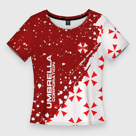 Женская футболка 3D Slim с принтом Resident Evil  Umbrella Corporation  паттерн ,  |  | corp | corporation | resident evil | umbrella | umbrella corporation | зомби апокалипсис | зонт | игра