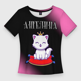 Женская футболка 3D Slim с принтом Ангелина + КОШКА + Минимализм ,  |  | ангелина | анджелика | анджелина | анжела | анжелина | градиент | имена | имени | имя | кошка | русский | фамилия