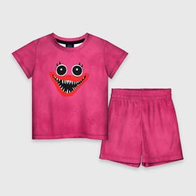 Детский костюм с шортами 3D с принтом Кисси Мисси  Poppy Playtime Хаги Ваги ,  |  | poppy play me | poppy playtime | детский | игра | кисси мисси | мех | монстр | неон | персонаж | розовый | хаги ваги | шерсть