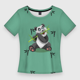Женская футболка 3D Slim с принтом Пандовая семья  Папа ,  |  | family | family look | family style | panda | pandas | бамбук | белый | для семьи | зеленый | медведи | медведь | мишка | мишки | панда | панды | папа | папе | папочка | папочке | семейные | семейный | семейный стиль | семья