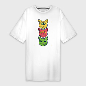 Платье-футболка хлопок с принтом Коты пришельцы с разных планет ,  |  | ufo | аномальное явление | астронавт | инопланетянин | киса | киска | кисуля | кисуня | космический | космонавт | космос | кот | котенок | котик | коты в космосе | котэ | кошачий | кошечка | кошка | нло