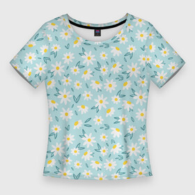 Женская футболка 3D Slim с принтом Ромашковое поле ,  |  | flower | flowers | паттерн | ромашки | цветочки | цветы