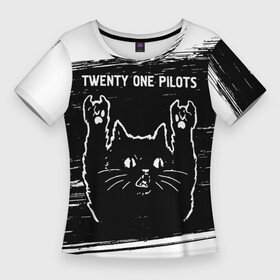 Женская футболка 3D Slim с принтом Twenty One Pilots  Rock Cat ,  |  | band | metal | one | pilots | rock | twenty | twenty one pilots | ван | группа | кот | краска | пилотс | рок | рок кот | твенти