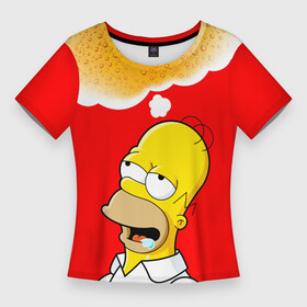 Женская футболка 3D Slim с принтом Homer dream ,  |  | beer | dream | duff | homer | simpsons | wish | гомер | даф | дафф | желание | мечта | симпсоны