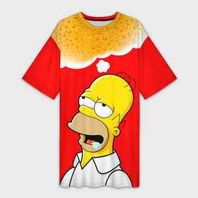 Платье-футболка 3D с принтом Homer dream ,  |  | Тематика изображения на принте: beer | dream | duff | homer | simpsons | wish | гомер | даф | дафф | желание | мечта | симпсоны