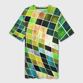 Платье-футболка 3D с принтом Разноцветные квадраты  All Color Squares ,  |  | 3d | 3d graphics | 3d графика | 3д | background | illusion | optical illusions | squares | textured | витраж | геометрия | графика | иллюзии | квадраты | паттерны | узоры | фон