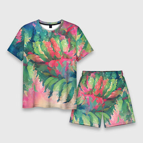Мужской костюм с шортами 3D с принтом Тропический микс ,  |  | colors | fern | jungle | leaves | multicoloured | palm | summer | tree | деревья | джунгли | летнее настроение | лето | листья | пальма | папоротник | радостный | разноцветный | растения | рисунок | тропики | яркий