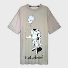 Платье-футболка 3D с принтом Radiohead голова воздушный шар ,  |  | radio head | radiohead | thom yorke | одержимый чем то | радио хед | радиохед | радиохэд | рок | рок группа | том йорк | томас эдвард йорк | фанат