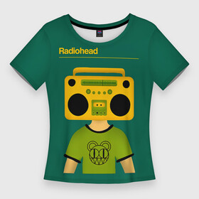 Женская футболка 3D Slim с принтом Radiohead голова магнитофон ,  |  | radio head | radiohead | thom yorke | одержимый чем то | радио хед | радиохед | радиохэд | рок | рок группа | том йорк | томас эдвард йорк | фанат
