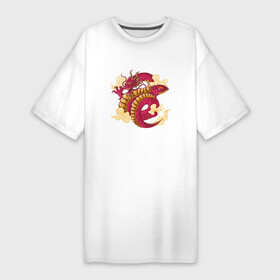 Платье-футболка хлопок с принтом Красный китайский дракон  Red Chineese Dragon ,  |  | china | chineese | dragon | dragons | snake dragon | большой дракон | в виде змеи | длинный дракон | дракон змей | дракон на спине | змеиный дракон | змей лун | китайская мифология | лун | лун сюй | огромный дракон
