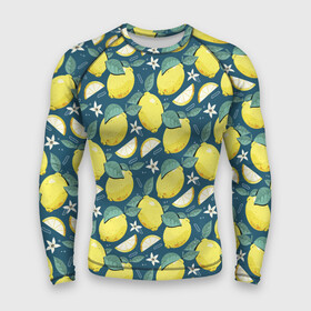 Мужской рашгард 3D с принтом Cute lemon pattern ,  |  | Тематика изображения на принте: fruit | lemon | pattern | лимон | лимоны | паттерн | фрукт | фрукты