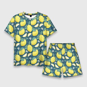 Мужской костюм с шортами 3D с принтом Cute lemon pattern ,  |  | fruit | lemon | pattern | лимон | лимоны | паттерн | фрукт | фрукты
