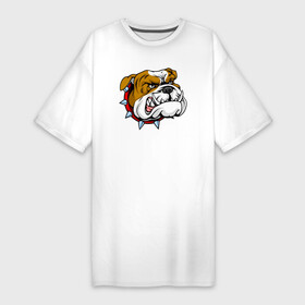 Платье-футболка хлопок с принтом Голова английского бульдога ,  |  | bulldog | dog | english bulldog | английский бульдог | бульдог | бульдоги | животное | пес | песель | песик | собака | собачка | щенок