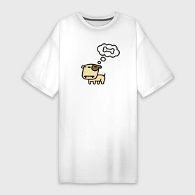 Платье-футболка хлопок с принтом Собачьи мечты ,  |  | bulldog | dog | english bulldog | английский бульдог | бульдог | бульдоги | животное | пес | песель | песик | собака | собачка | щенок