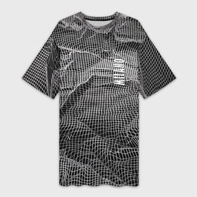 Платье-футболка 3D с принтом Мятая сетчатая ткань  Crumpled Mesh Fabric ,  |  | abstraction | fashion | grid | italy | milano | pattern | texture | абстракция | италия | милан | мода | сетка | текстура | узор