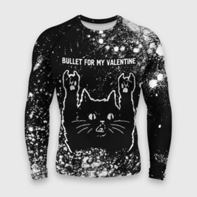 Мужской рашгард 3D с принтом Bullet For My Valentine  Rock Cat ,  |  | band | bullet | bullet for my valentine | for | metal | rock | valentine | буллет | валентайн | группа | кот | краска | краски | рок | рок кот