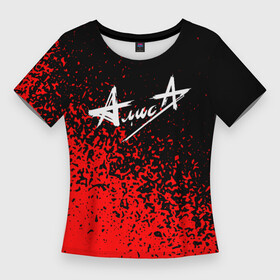 Женская футболка 3D Slim с принтом алиса  красные брызги ,  |  | Тематика изображения на принте: alisa | alternative | concert | kinchev | live | moscow | music | russia | алиса | группа алиса | кинчев | москва | рок | русский рок