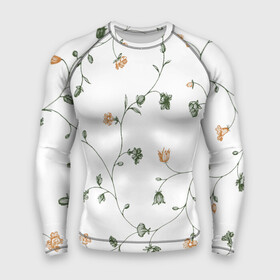 Мужской рашгард 3D с принтом Весенний вьюн ,  |  | арт | белый | вьюн | куст | кусты | рисунок | цветок | цветы