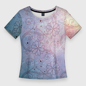 Женская футболка 3D Slim с принтом Градиентный вьюнок ,  |  | арт | вектор | векторный рисунок | гжель | градиент | народный рисунок | рисунок | синий | синий рисунок | хохлома | цветок | цветы