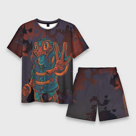 Мужской костюм с шортами 3D с принтом Токсичная лягуха ,  |  | Тематика изображения на принте: frog | toxic | жаба | животное | лягуха | лягушка | токсичный