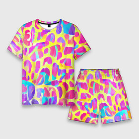 Мужской костюм с шортами 3D с принтом Красочные пятна ,  |  | bright | colors | expression | funny | multicoloured | pattern | positive | spots | summer | веселый | выразительный | добрый | забавный | красивый | красочный | летний | паттерн | позитивный | пятна | радостный | разноцветный