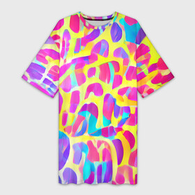 Платье-футболка 3D с принтом Красочные пятна ,  |  | bright | colors | expression | funny | multicoloured | pattern | positive | spots | summer | веселый | выразительный | добрый | забавный | красивый | красочный | летний | паттерн | позитивный | пятна | радостный | разноцветный