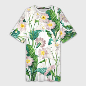 Платье-футболка 3D с принтом Цветы Лилии На Белом Фоне ,  |  | Тематика изображения на принте: flowers | букет | лилии | природа | растение | флора | цветы
