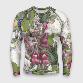 Мужской рашгард 3D с принтом Цветы Ностальгический Весенний Узор ,  |  | flowers | букет | природа | растение | флора | цветы