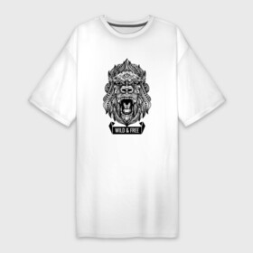 Платье-футболка хлопок с принтом Горилла в стиле Мандала  Mandala Gorilla ,  |  | esoteric | ethnic | fashion | forest | free | lover | lovers | mandala | sacral | scheme | style | wild | буддизм | дикий | иллюстрация | сакральная схема | свобода | свободный | стиль | эзотерика | этника