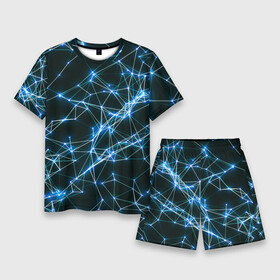 Мужской костюм с шортами 3D с принтом нейронная сеть  фон ,  |  | геометрический | красивый | неон | полосы | пространство | свечение | синий | современный | текстурный | темнота | узор | фон | футуристический | черный | яркий