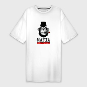 Платье-футболка хлопок с принтом Мафия  Mafia ,  |  | brutal | mafia | men | алькопоне | арт | банда | бандит | бандито | брутал | брутальный | в шляпе | гангстер | гангстерито | грозный | крутой мен | мафиози | мафия | мэн | обезьяна | рисунок | с надписями