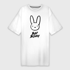 Платье-футболка хлопок с принтом Bad Bunny логотип ,  |  | bad bunny | hip hop | latin trap | logo | music | rap | rnb | singer | star | звезда | латинский трэп | логотип | музыка | певец | рнб | рэп | хип хоп