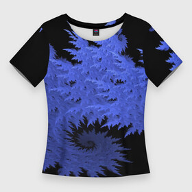 Женская футболка 3D Slim с принтом Абстрактный морозный узор  Abstract frost pattern ,  |  | abstraction | fashion | frost | neon | pattern | абстракция | мода | мороз | неон | узор