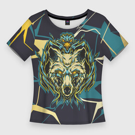 Женская футболка 3D Slim с принтом Талисман волк ,  |  | волк | животное | зверь | талисман | хищник