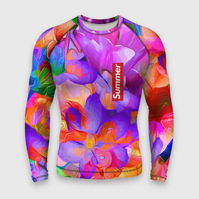 Мужской рашгард 3D с принтом Красочный цветочный паттерн  Лето  Colorful Floral Pattern  Summer 2023 ,  |  | color | flowers | pattern | summer | лето | паттерн | цвет | цветы