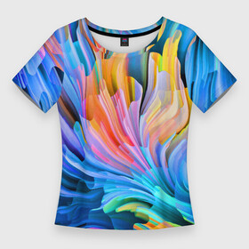 Женская футболка 3D Slim с принтом Красочный абстрактный паттерн  Лето  Colorful Abstract Pattern  Summer ,  |  | abstraction | color | fashion | summer | абстракция | лето | мода | цвет