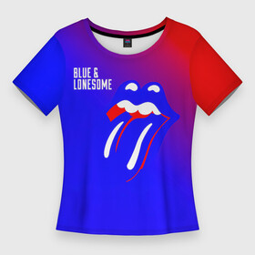Женская футболка 3D Slim с принтом Blue and Lonesome  The Rolling Stones ,  |  | the rolling stones | бродяги | вольные странники | катящиеся камни | кит ричардс | мик джаггер | рок группа | рок н ролл | ролинг стоун | роллинг стоунс | рон вуд | стоунз | чарли уоттс